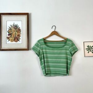 Y2K Green Stripped Cropped Tee